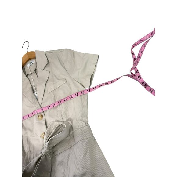 Rouso The Label Harper Collared Jumpsuit Striped Khaki Minimalist Womens XS New - Picture 11 of 13